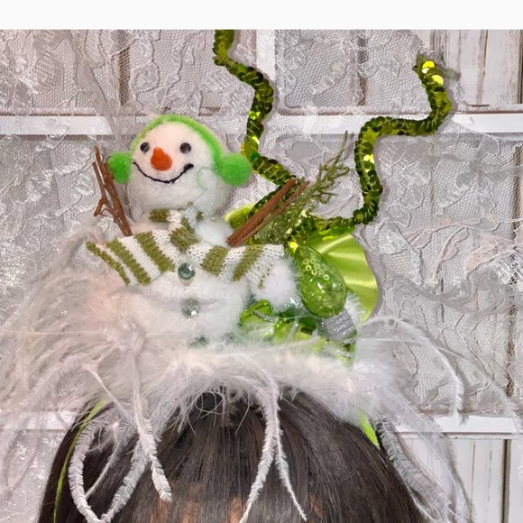 Christmas Neon Green Snowman Headband - Christmas Top hat| Tacky Christmas Party main image 13